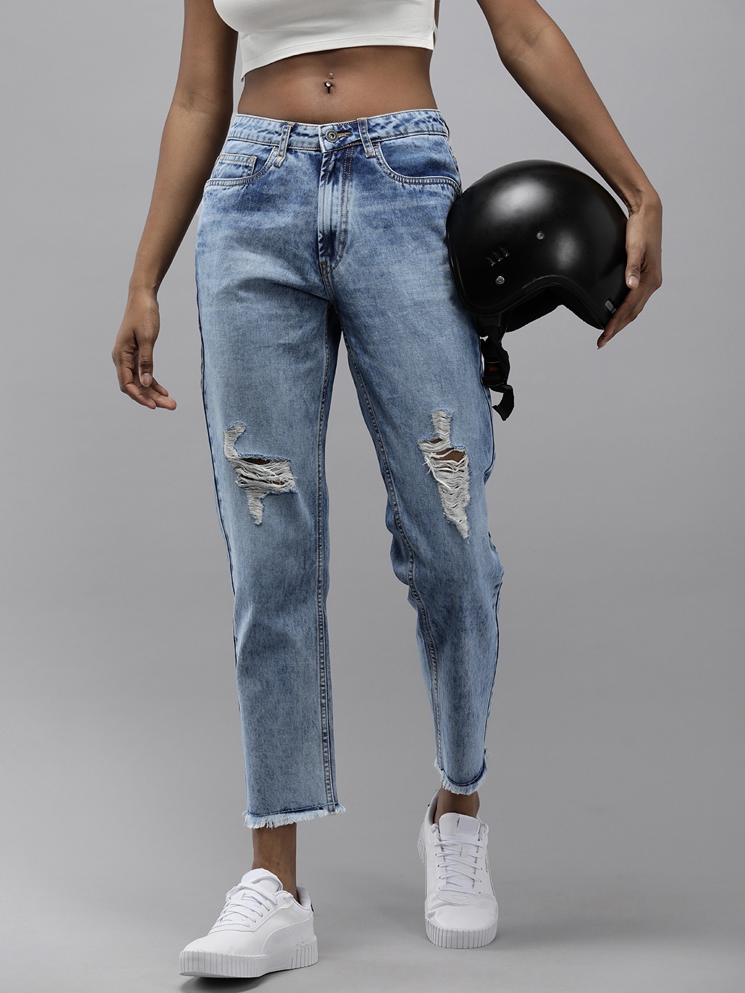 The Roadster Life Co. Women Pure Cotton Boyfriend Fit Highly Distressed Heavy Fade Jeans, Blue
The Roadster Life Co. Women Pure Cotton Boyfriend Fit Highly Distressed Heavy Fade Jeans, Blue