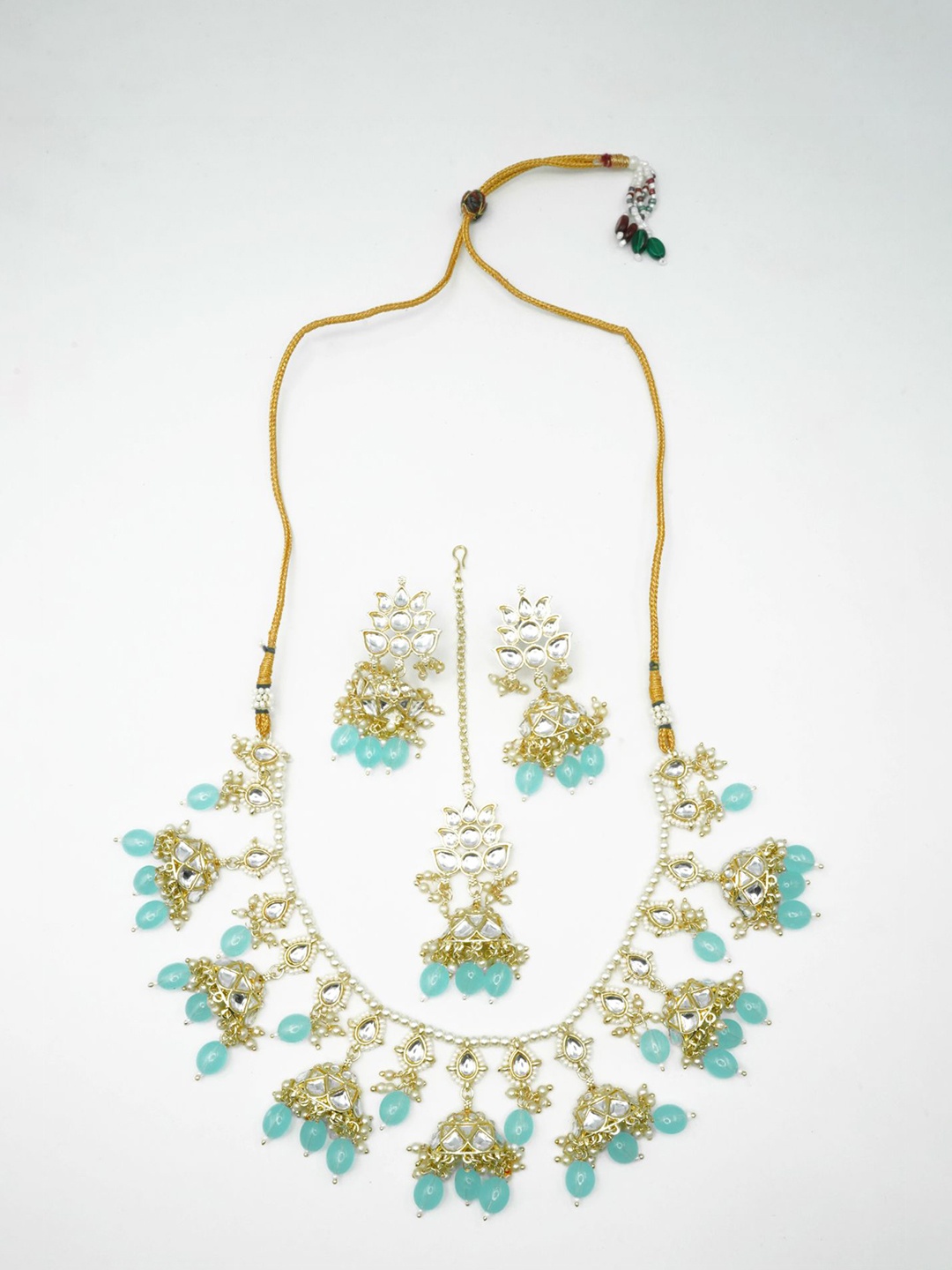 GRIIHAM Blue & White Gold Plated Kundan Studded & Blue Artificial Beaded Jewellery Set
GRIIHAM Blue & White Gold Plated Kundan Studded & Blue Artificial Beaded Jewellery Set