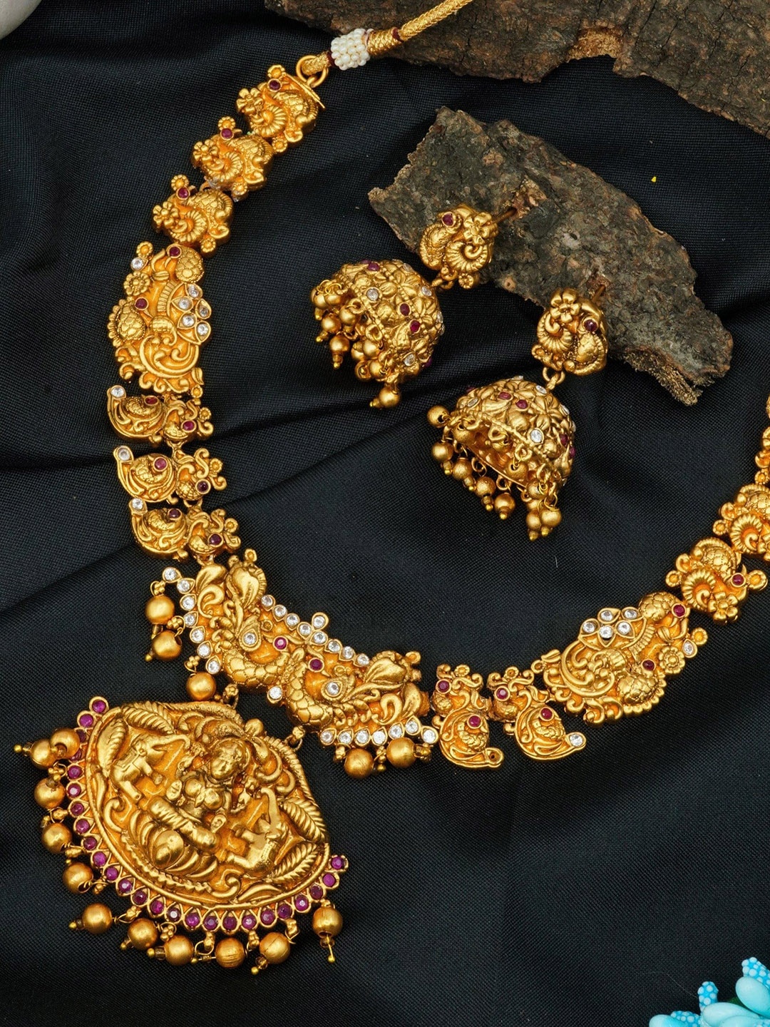 GRIIHAM Women Gold-Plated Temple Motif Jewellery Set