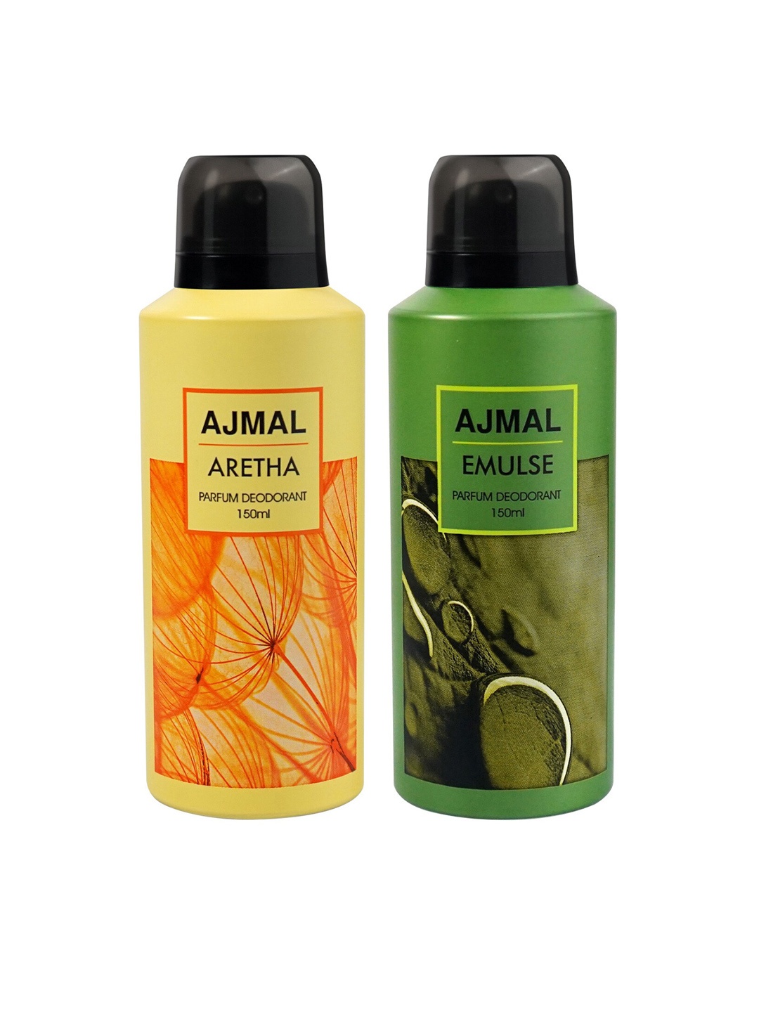 Ajmal Set of Aretha & Emulse Long Lasting Perfume Deodorant - 150 ml each, Yellow
Ajmal Set of Aretha & Emulse Long Lasting Perfume Deodorant - 150 ml each, Yellow