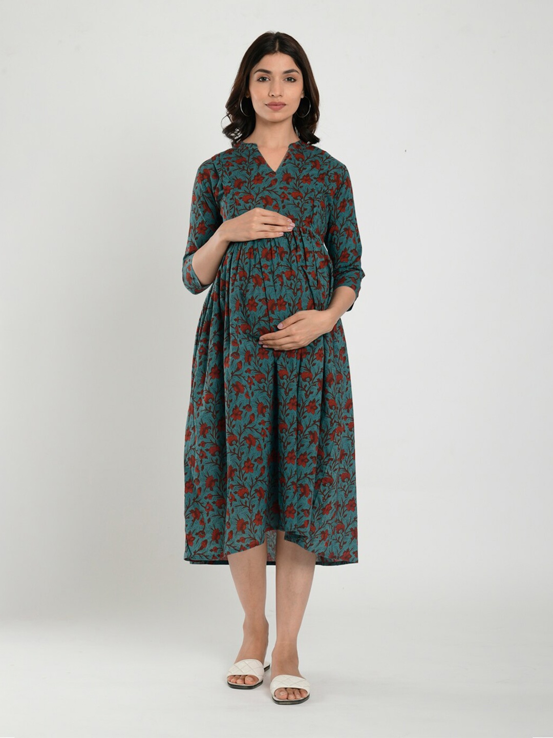 CRAFIQA Women Floral Printed Maternity & Nursing Cotton Ethnic Dress, Turquoise blue
CRAFIQA Women Floral Printed Maternity & Nursing Cotton Ethnic Dress, Turquoise blue
