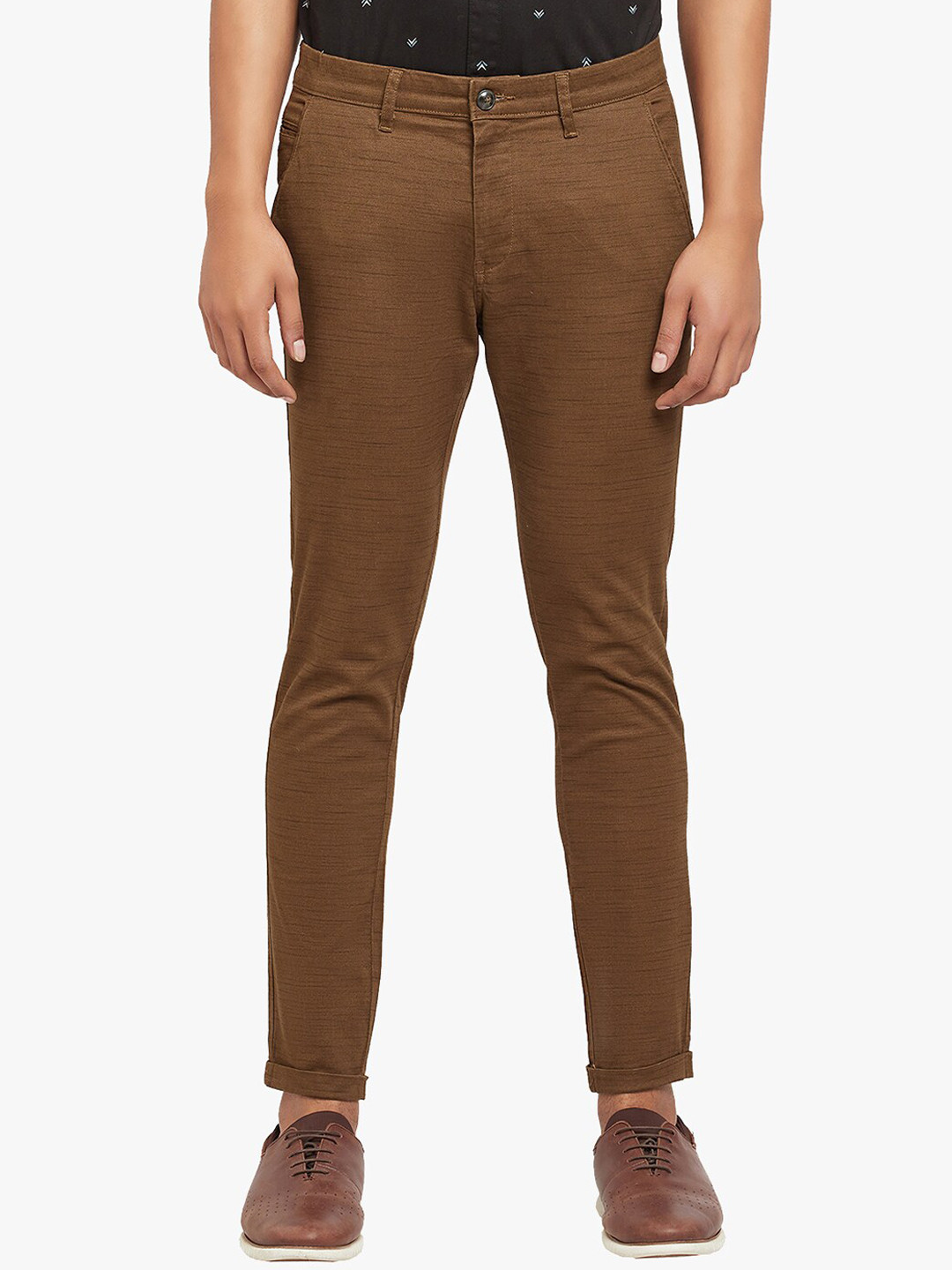 Blue Buddha Men Brown Self Design Cotton Formal Trousers 
Blue Buddha Men Brown Self Design Cotton Formal Trousers