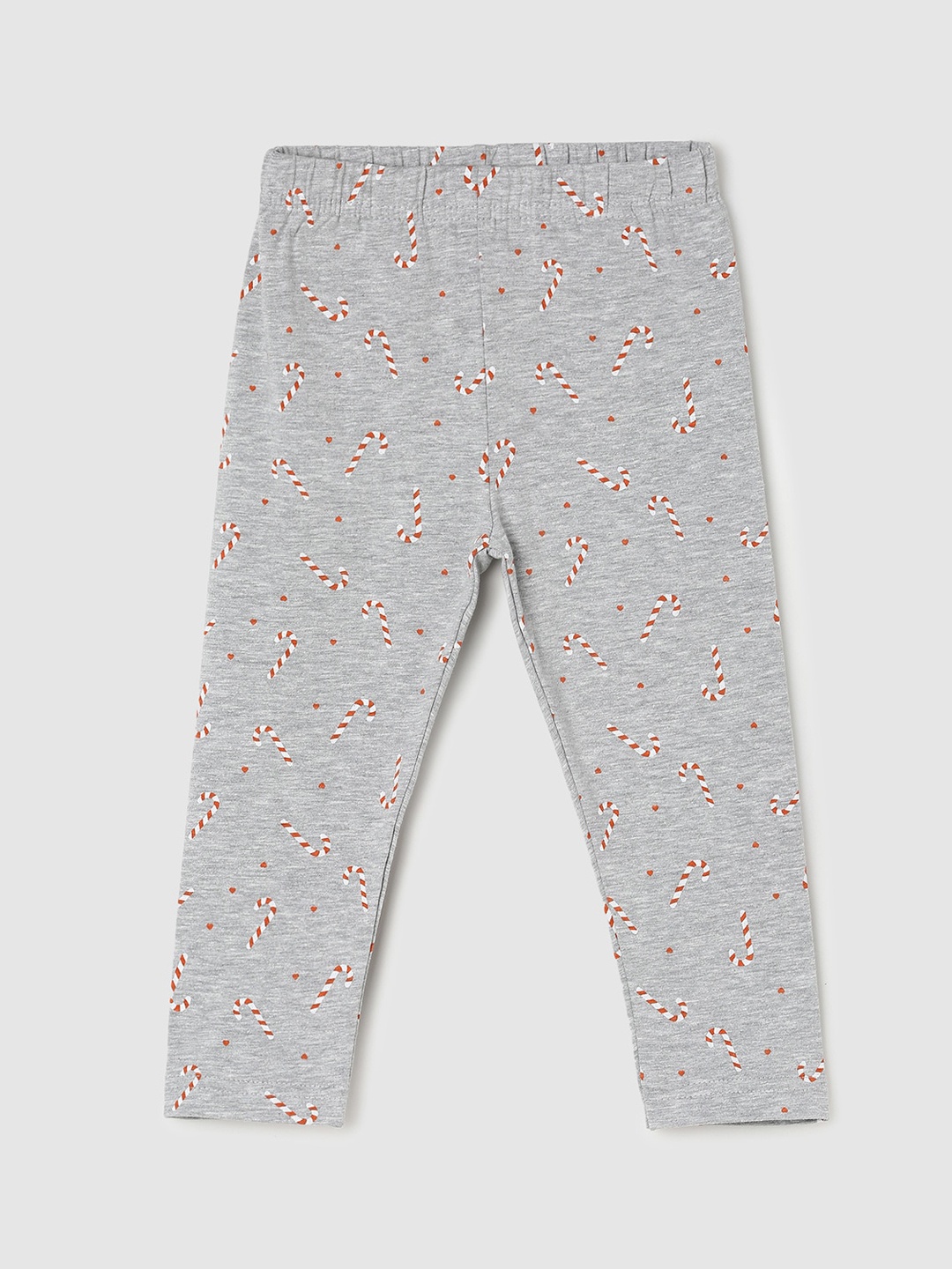max Girls Grey Printed Ankle-Length Leggings