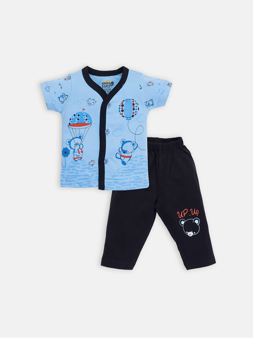 AMUL Kandyfloss Kids Blue & Navy Blue Printed Pure Cotton Shirt with Trousers 
AMUL Kandyfloss Kids Blue & Navy Blue Printed Pure Cotton Shirt with Trousers