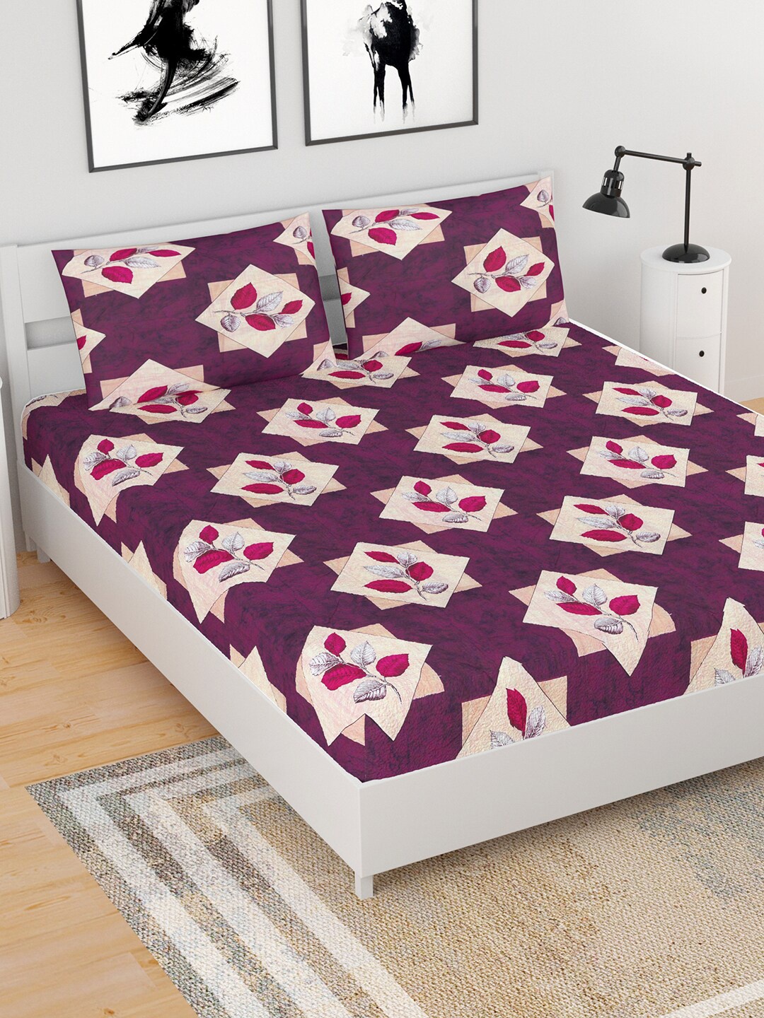 BELLA CASA Classic Collection Printed 210 TC Queen Bedsheet with 2 Pillow Covers, Purple
BELLA CASA Classic Collection Printed 210 TC Queen Bedsheet with 2 Pillow Covers, Purple