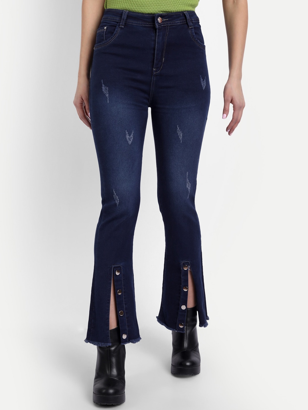 BROADSTAR Women Navy Blue Jean Bootcut High-Rise Low Distress Light Fade Stretchable Jeans
BROADSTAR Women Navy Blue Jean Bootcut High-Rise Low Distress Light Fade Stretchable Jeans