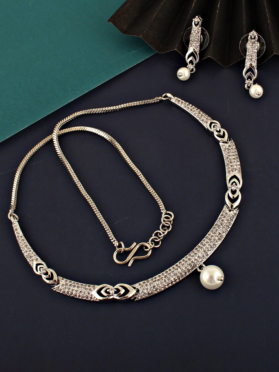 LUCKY JEWELLERY 18K Gold Plated American Diamond Sterling Silver Necklace with Earring
LUCKY JEWELLERY 18K Gold Plated American Diamond Sterling Silver Necklace with Earring