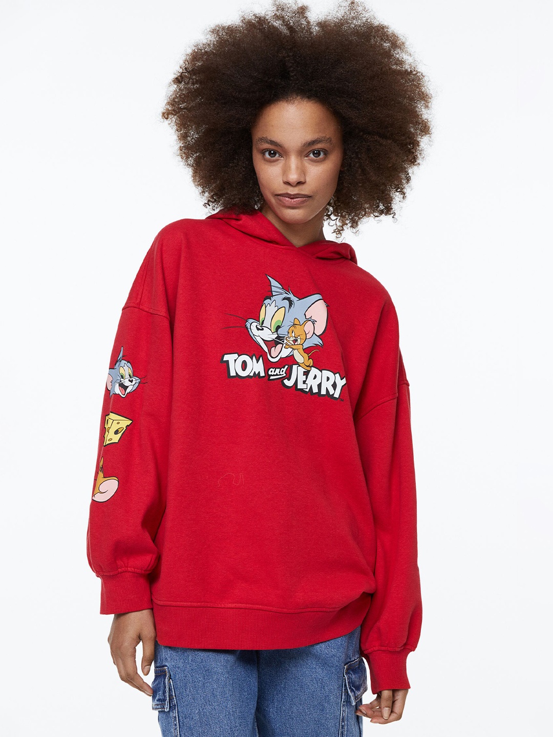 H&M Women Red Oversized Hoodie
