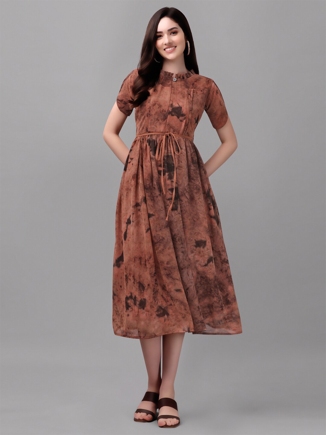 GUFRINA Brown Georgette Maxi Dress
