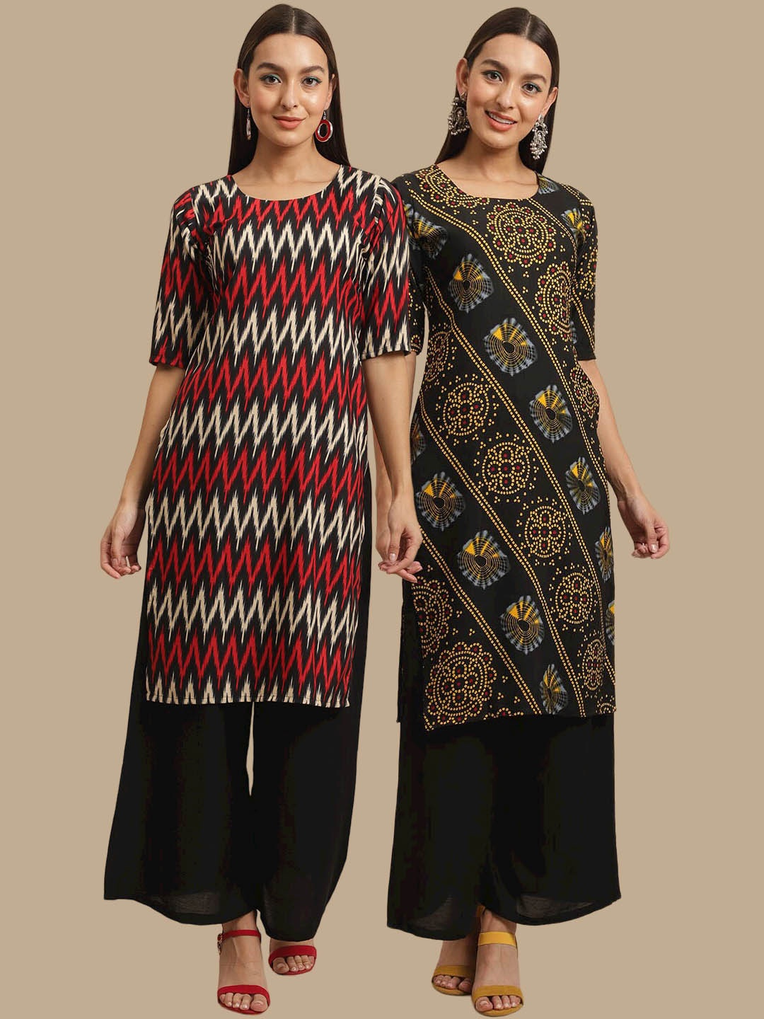 KALINI Women Black & Red Pack Of 2 Ethnic Motifs Printed Block Print Handloom Crepe Kurta
KALINI Women Black & Red Pack Of 2 Ethnic Motifs Printed Block Print Handloom Crepe Kurta