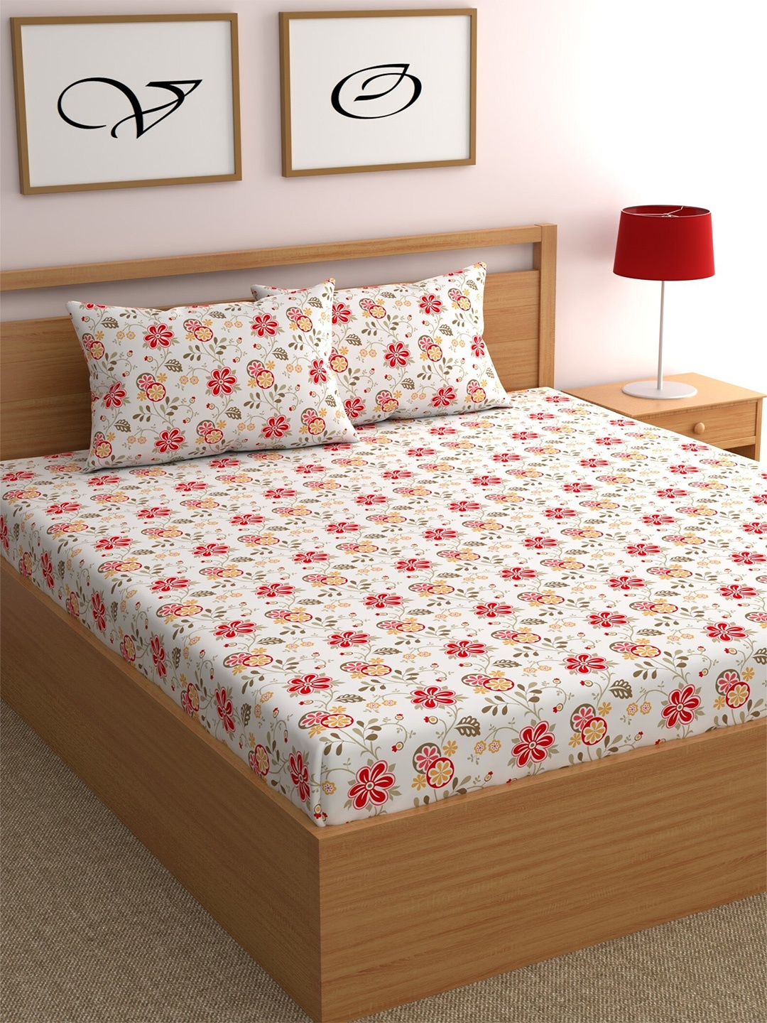 CHHAVI INDIA Off White & Red Floral Printed 210 TC Queen Bedsheet with 2 Pillow Covers
CHHAVI INDIA Off White & Red Floral Printed 210 TC Queen Bedsheet with 2 Pillow Covers
