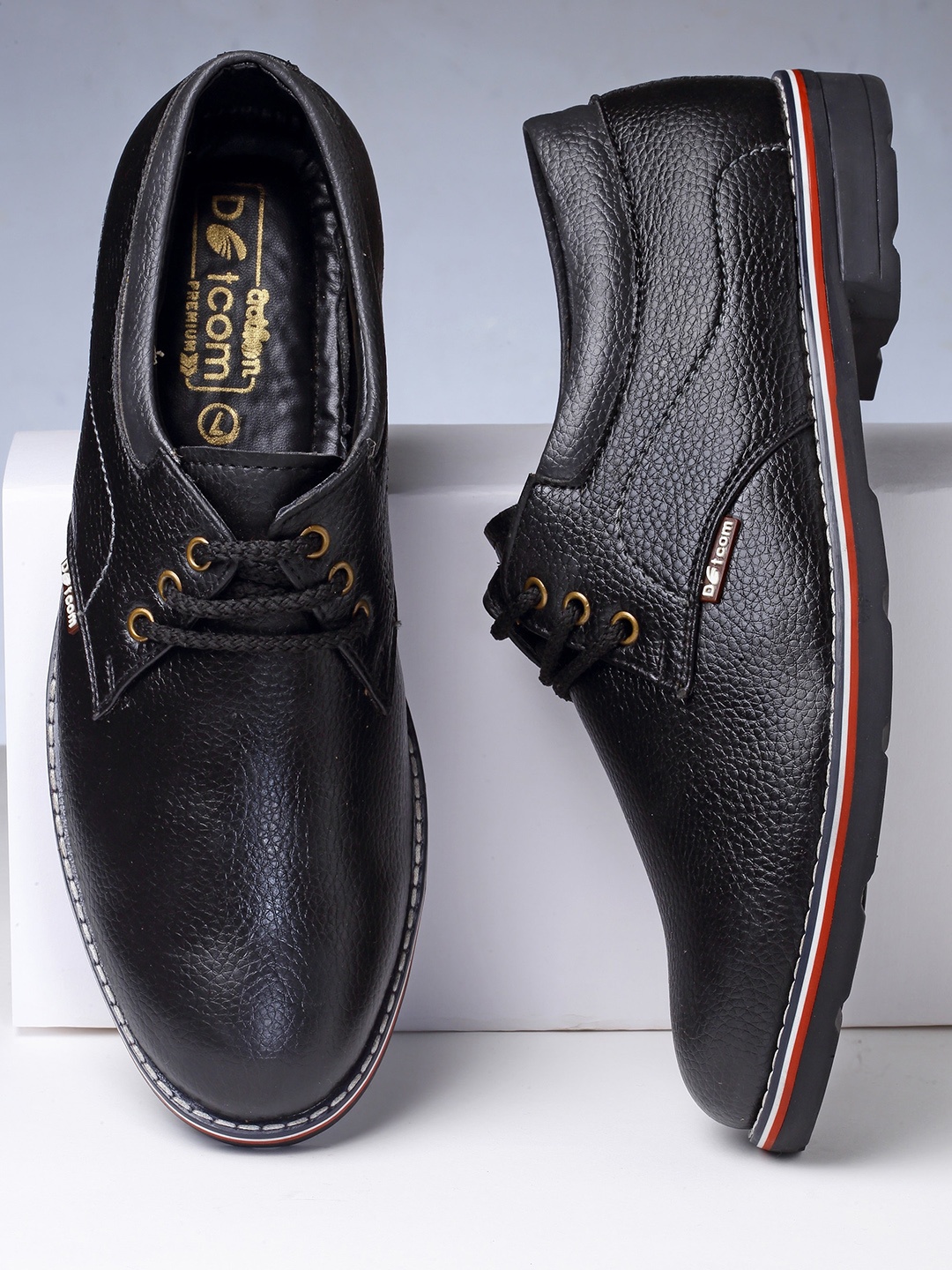 Action Men Black Synthetic Leather Derbys