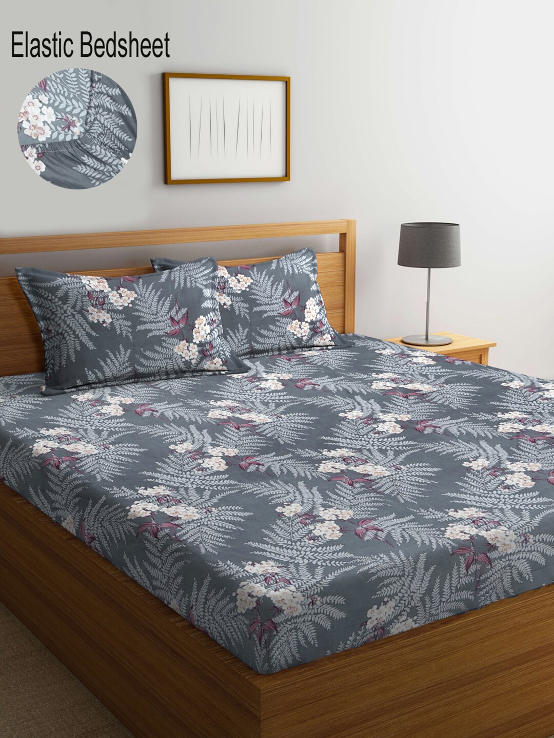 KLOTTHE Grey & White Floral Printed 300 TC Fitted King Bedsheet with 2 Pillow Covers
KLOTTHE Grey & White Floral Printed 300 TC Fitted King Bedsheet with 2 Pillow Covers