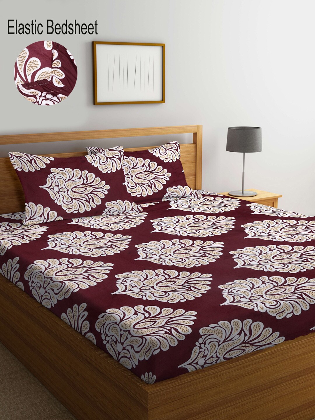 KLOTTHE Floral Printed 300 TC Fitted Super King Bedsheet with 2 Pillow Covers, Maroon
KLOTTHE Floral Printed 300 TC Fitted Super King Bedsheet with 2 Pillow Covers, Maroon