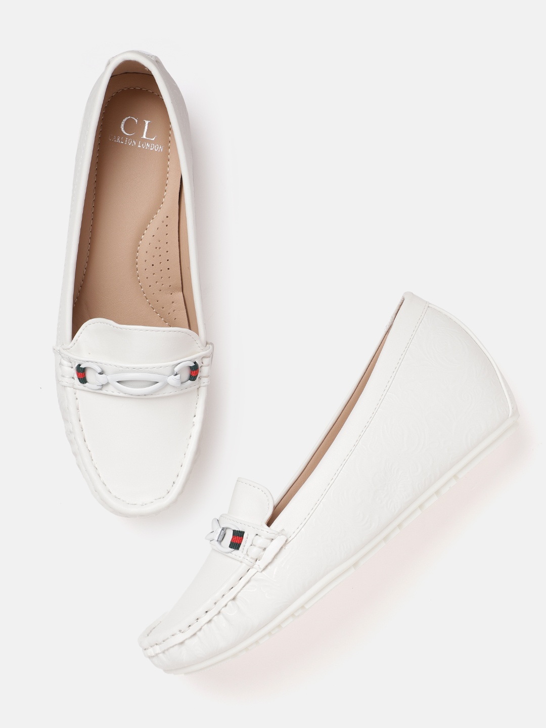 Carlton London Women Textured Loafers, White
