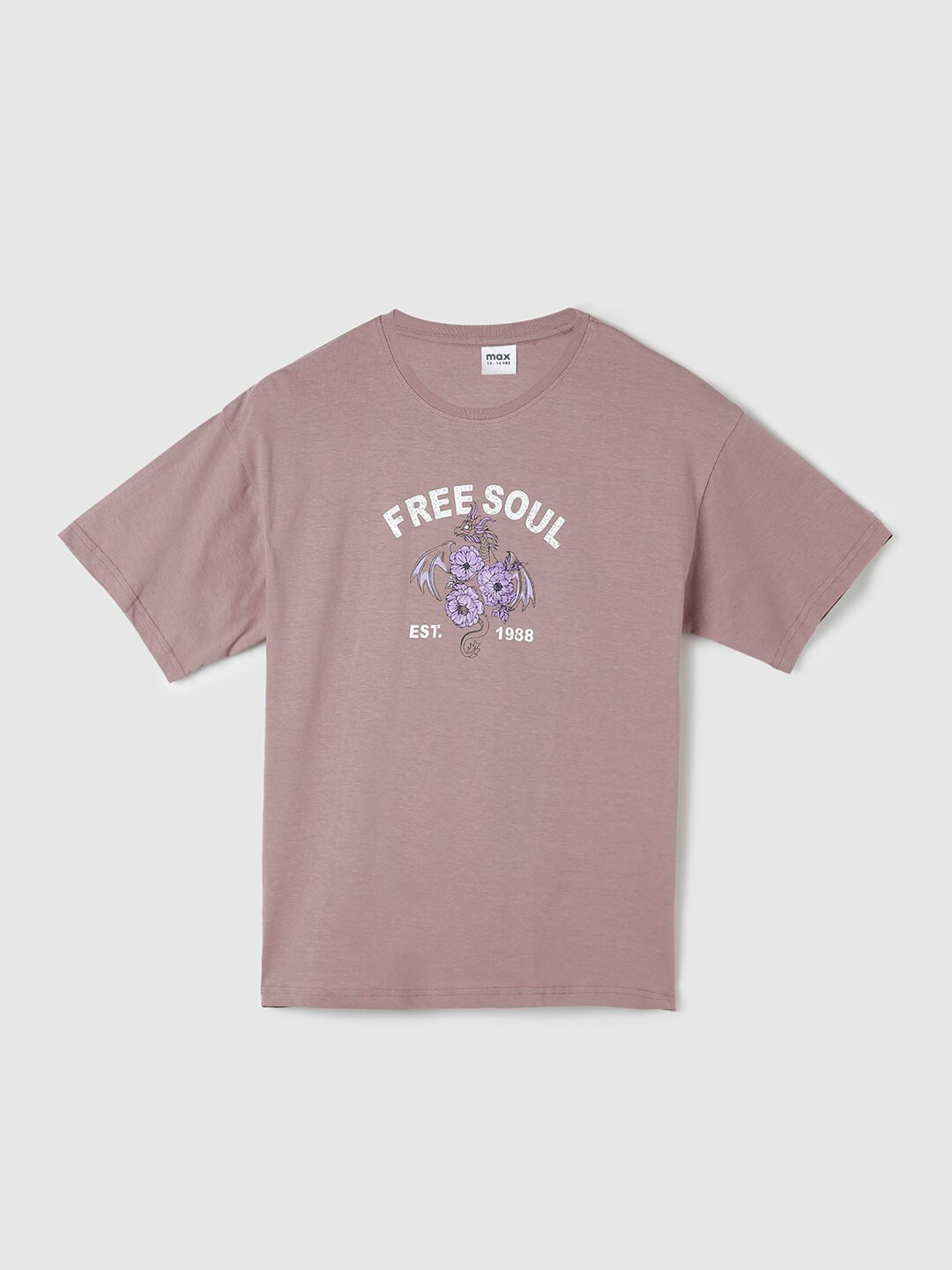 max Girls Mauve Typography Printed Cotton T-shirt 
max Girls Mauve Typography Printed Cotton T-shirt