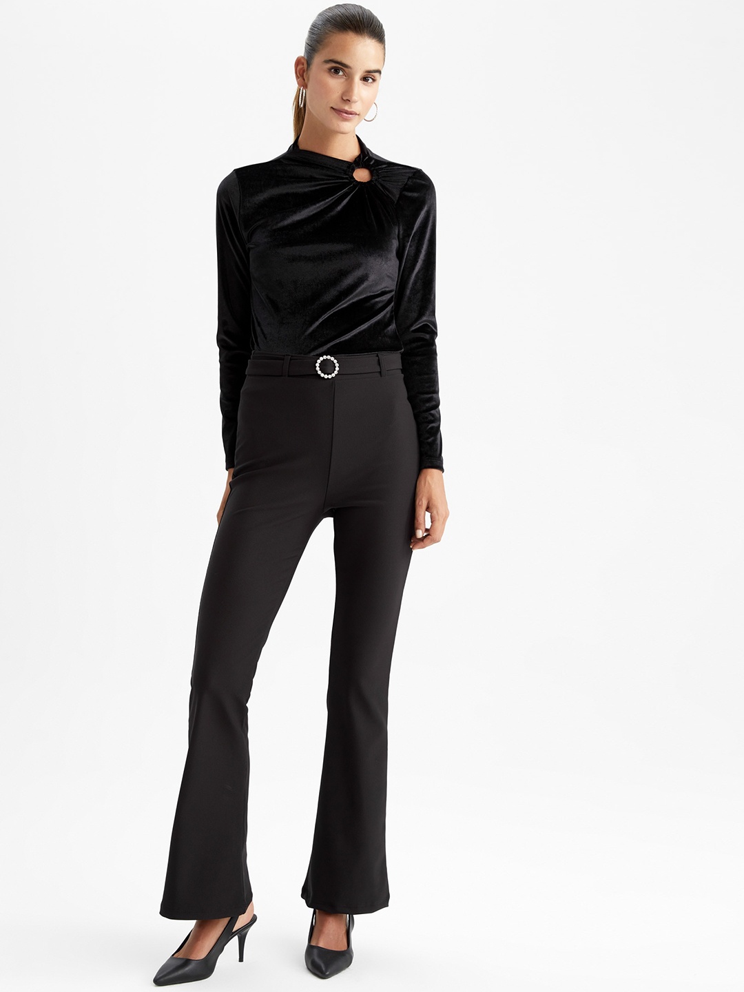 DeFacto Women Bootcut Trousers, Black