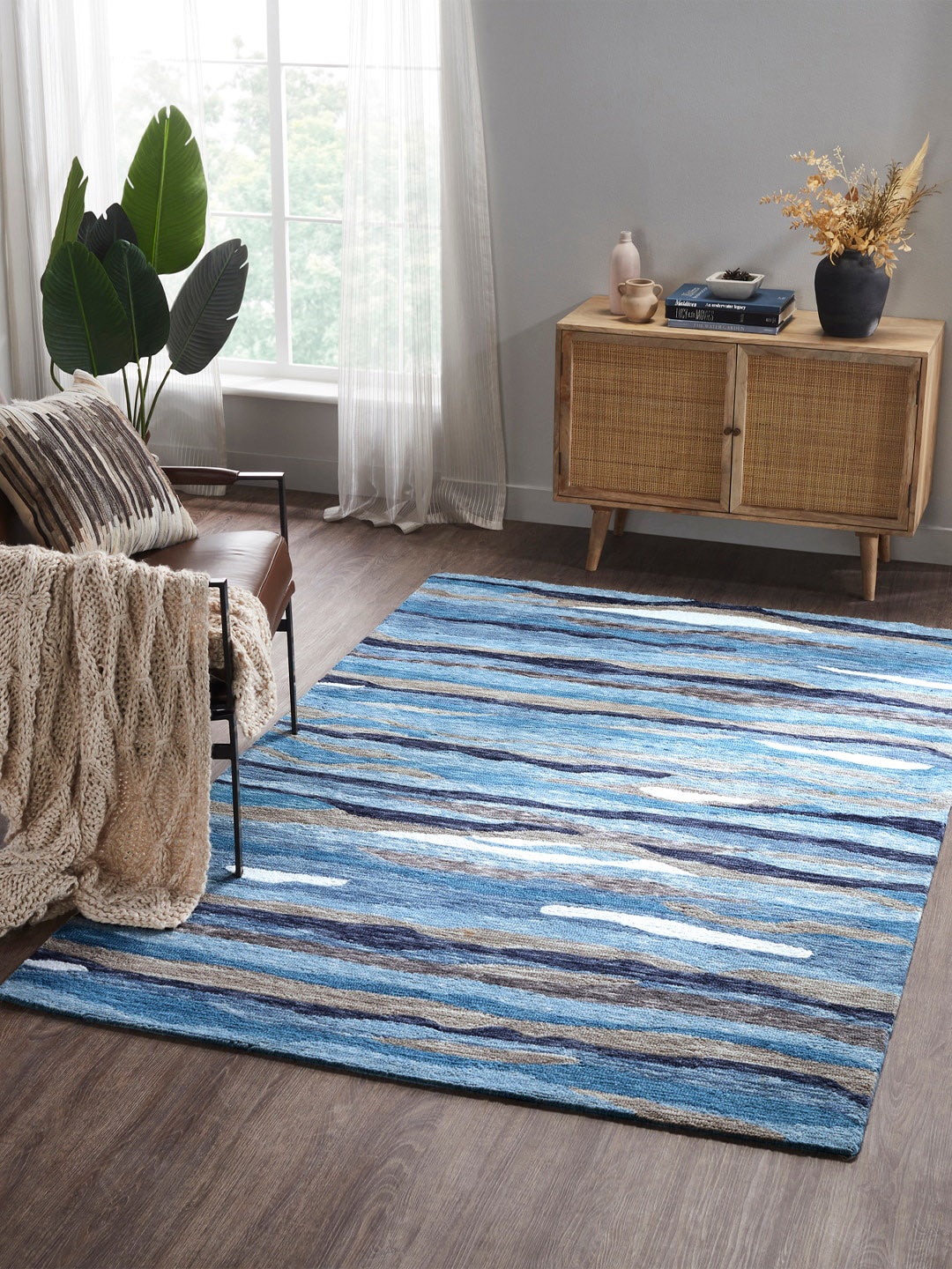 MYTRIDENT Abstract Printed 100% Wool with Cotton Backing-3000 GSM Carpet, Blue
MYTRIDENT Abstract Printed 100% Wool with Cotton Backing-3000 GSM Carpet, Blue