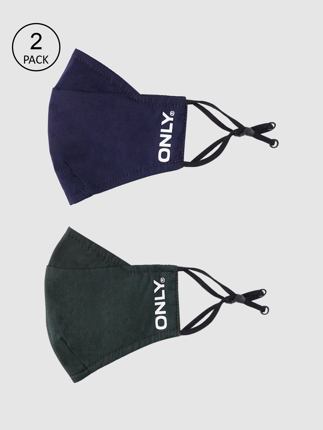 ONLY Women Navy Blue & Olive Green Pack Of 2 Onllogo Reusable Pure Cotton Outdoor Masks
ONLY Women Navy Blue & Olive Green Pack Of 2 Onllogo Reusable Pure Cotton Outdoor Masks