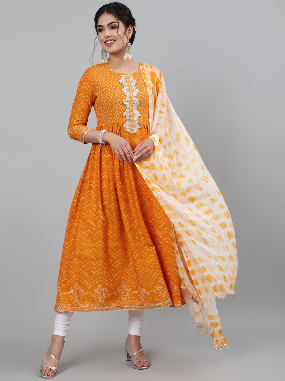INDIE CLOSET Ethnic Motifs Printed Cotton Anarkali Regular Kurta With Dupatta, Orange
INDIE CLOSET Ethnic Motifs Printed Cotton Anarkali Regular Kurta With Dupatta, Orange