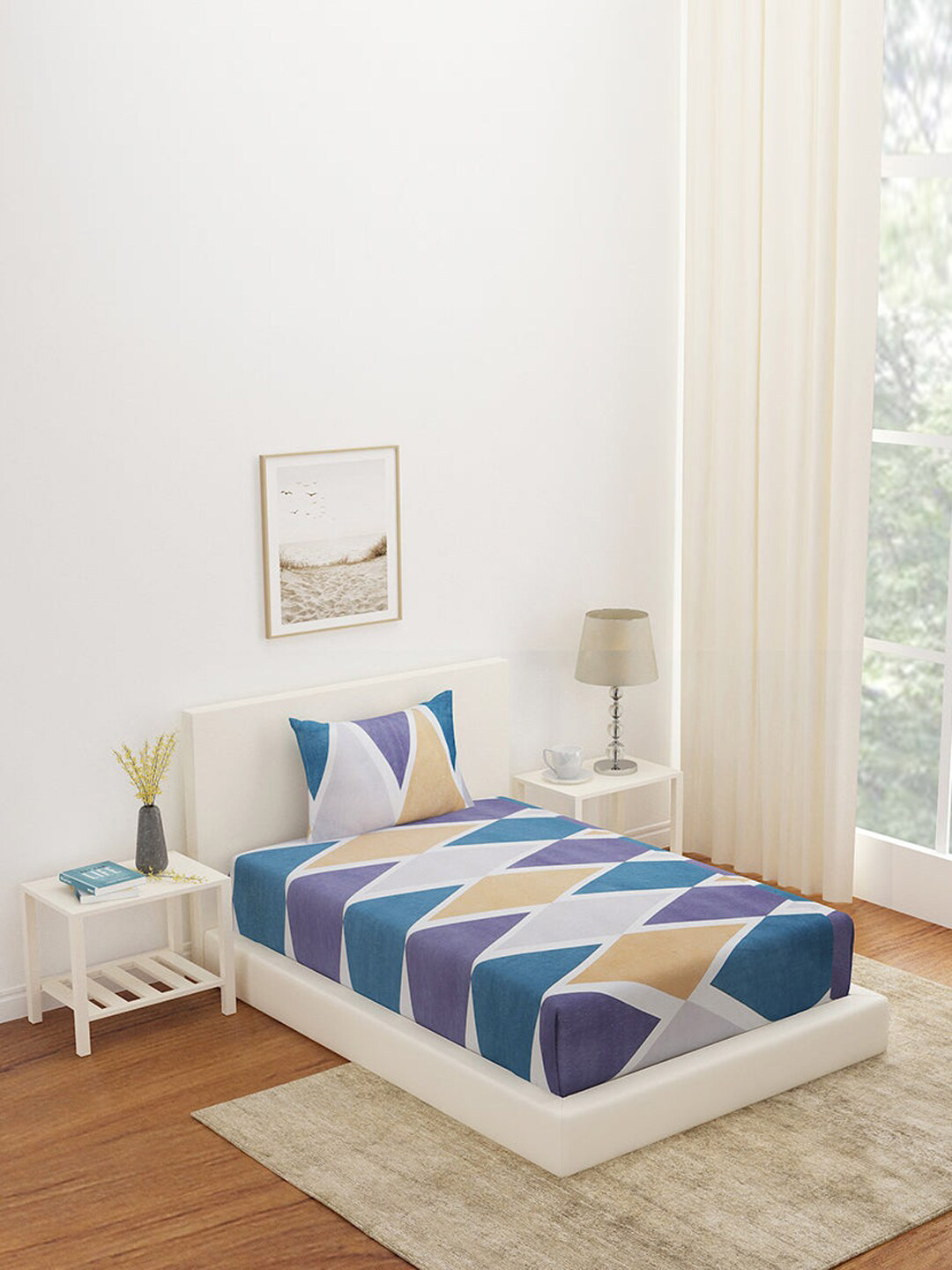 Athome by Nilkamal Grey & White Geometric 180 TC Single Bedsheet with 2 Pillow Covers
Athome by Nilkamal Grey & White Geometric 180 TC Single Bedsheet with 2 Pillow Covers
