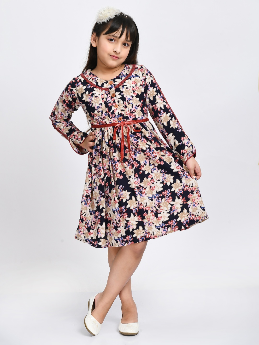 Bella Moda Black Floral Cotton Dress