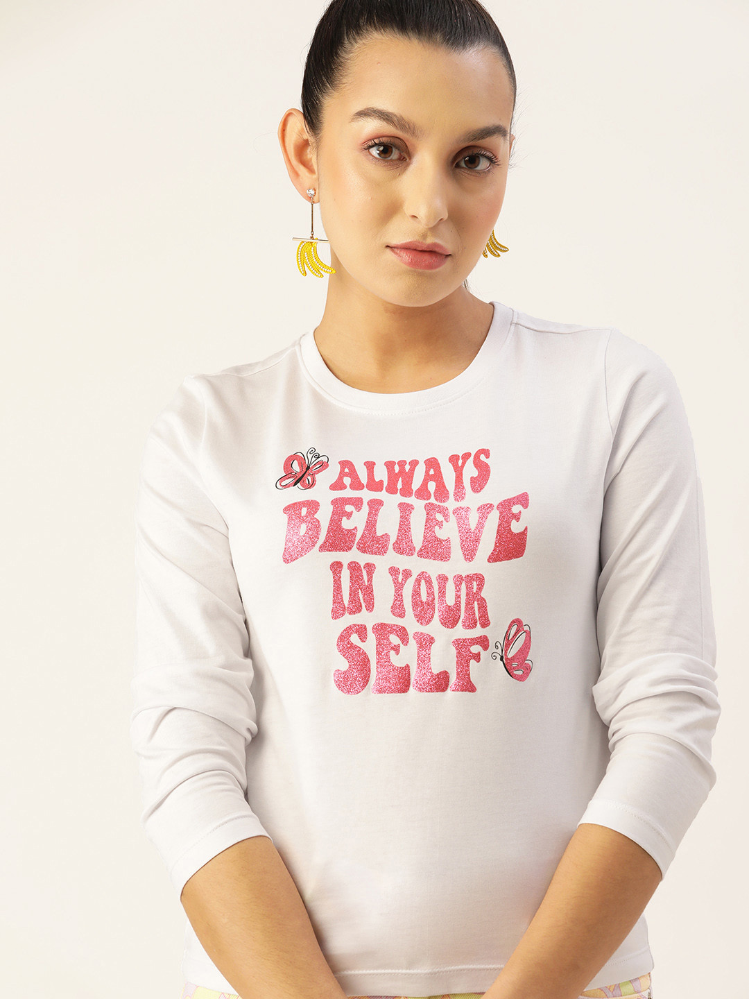 DressBerry White Typography Printed Crop Top
DressBerry White Typography Printed Crop Top