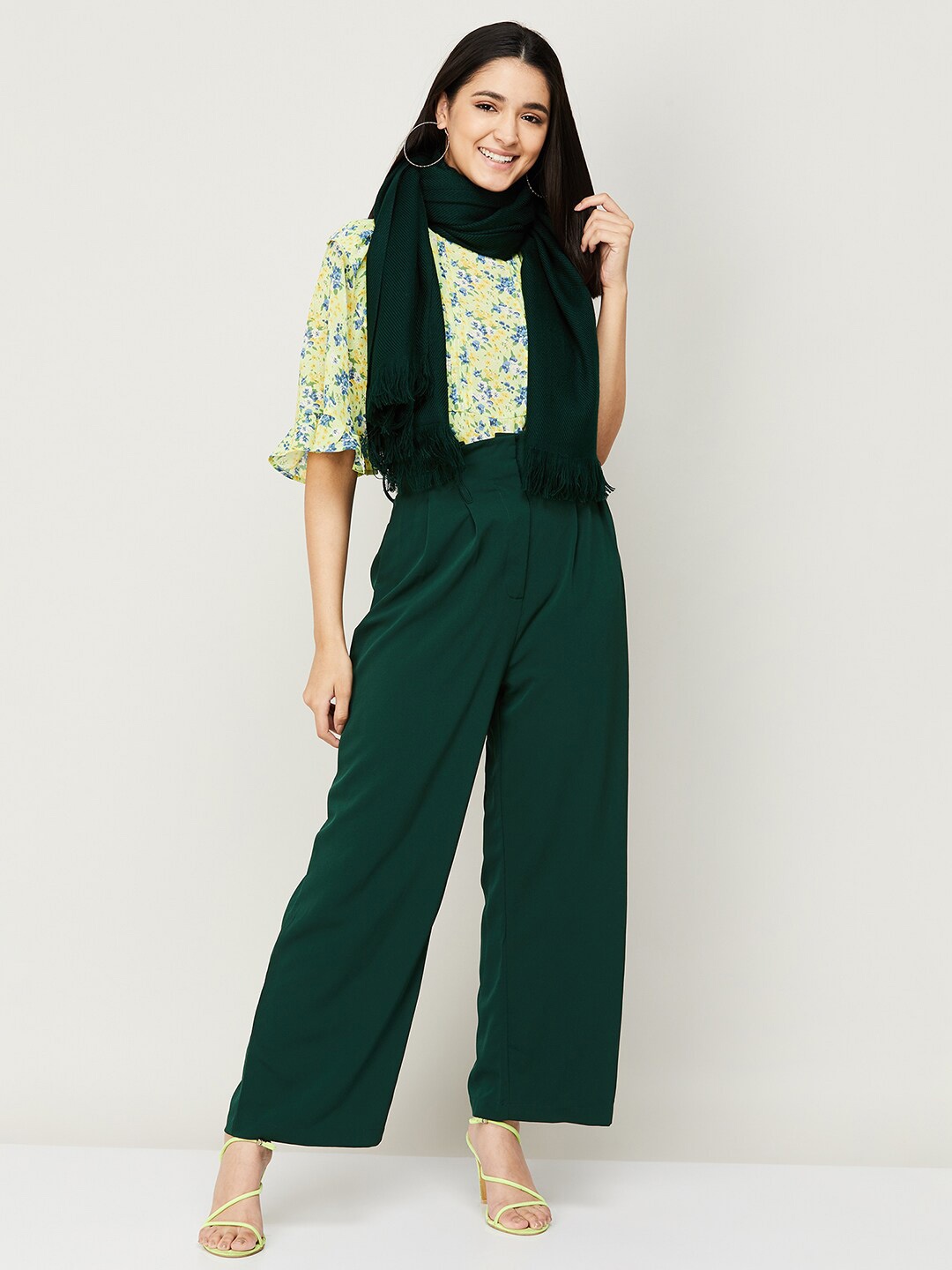 Ginger by Lifestyle Women Green Woven Design Stole