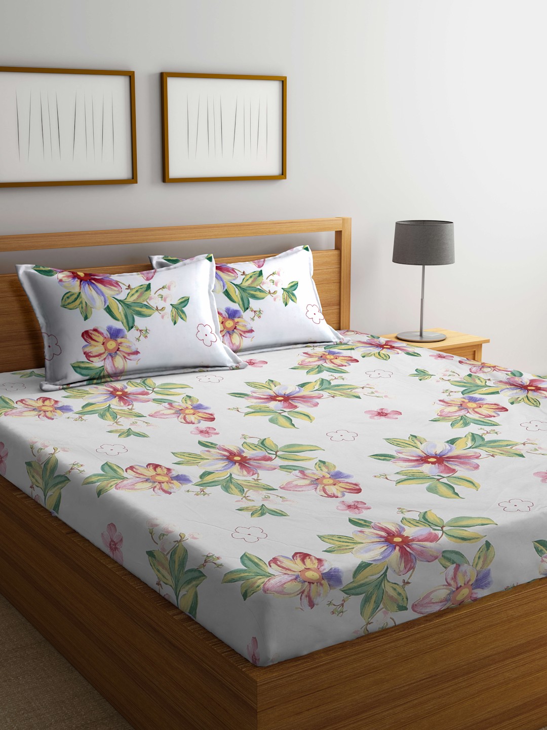 KLOTTHE White & Pink Floral 300 TC Fitted Super King Double Bedsheet with 2 Pillow Covers
KLOTTHE White & Pink Floral 300 TC Fitted Super King Double Bedsheet with 2 Pillow Covers
