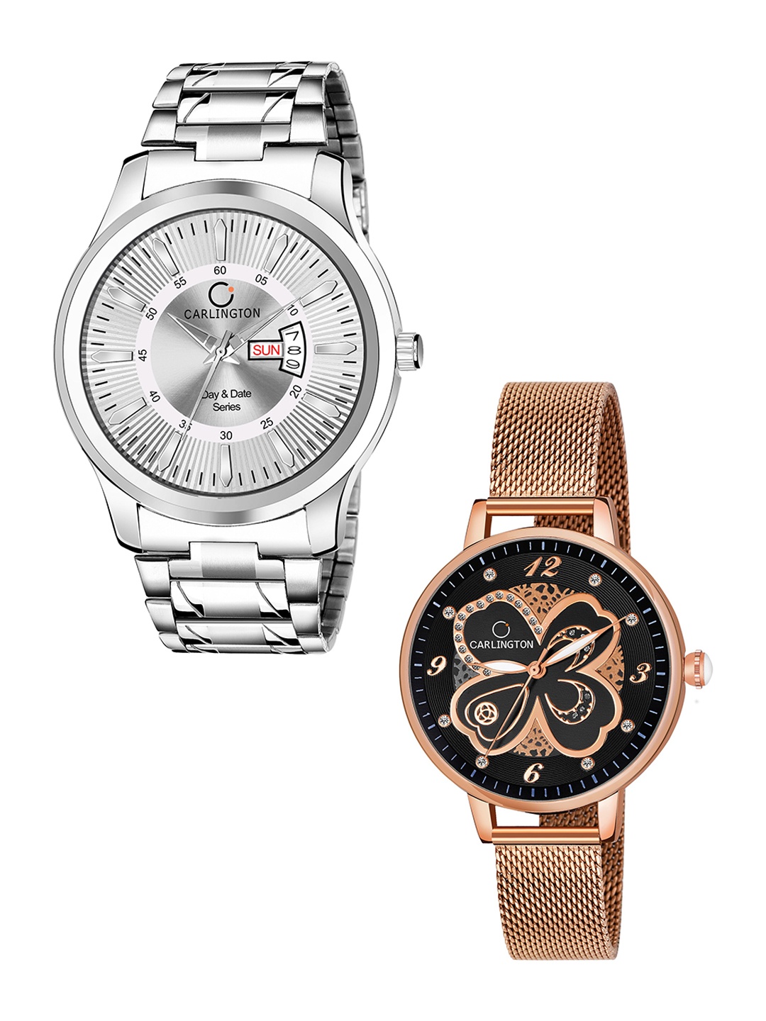 CARLINGTON Pack Of 2 Bracelet Style Analogue His and Her Watch Combo G01 Silver-CT2019
CARLINGTON Pack Of 2 Bracelet Style Analogue His and Her Watch Combo G01 Silver-CT2019