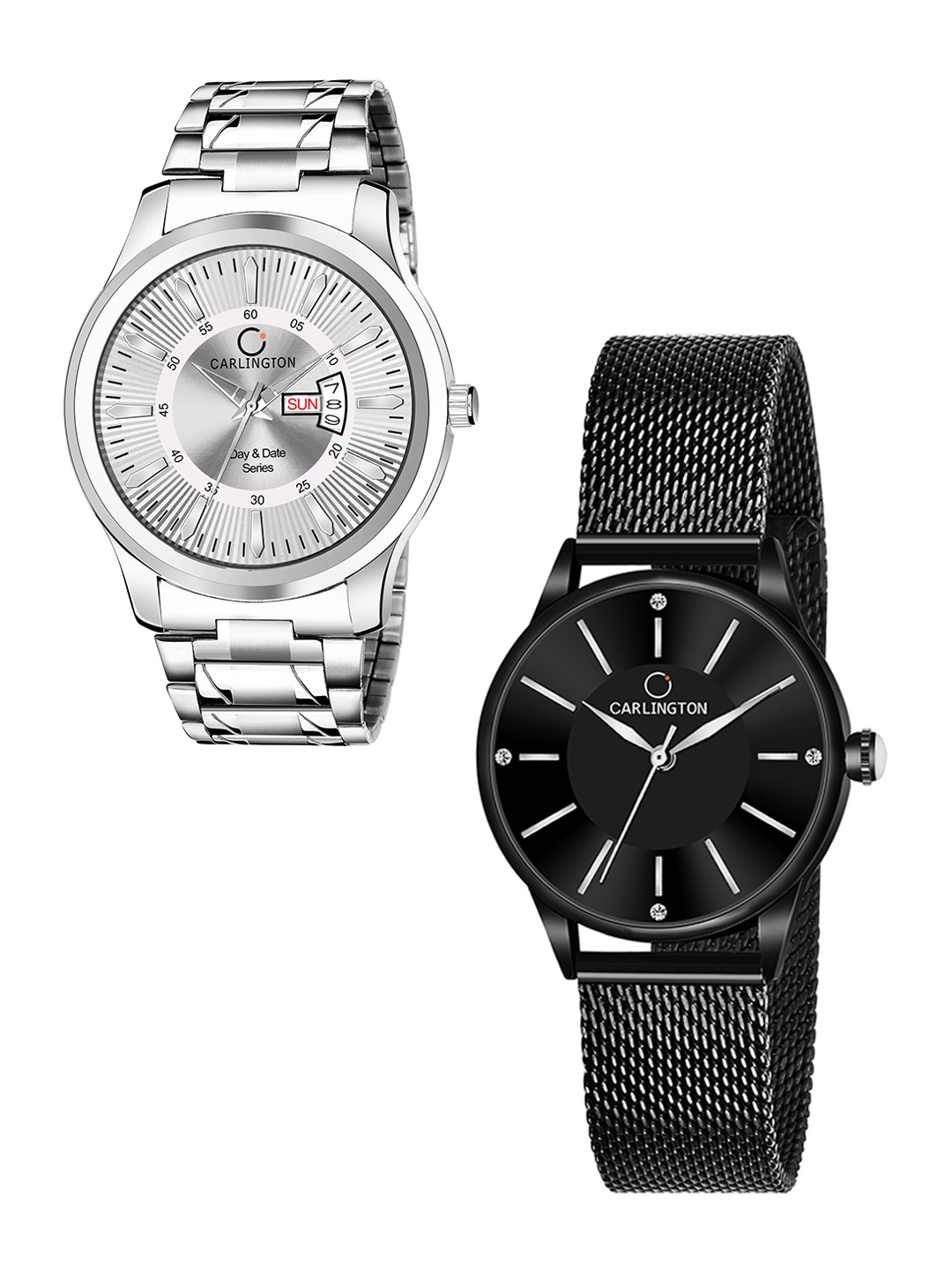 CARLINGTON Pack Of 2 Bracelet Style Analogue His and Her Watch Combo G01 Silver-CT2004
CARLINGTON Pack Of 2 Bracelet Style Analogue His and Her Watch Combo G01 Silver-CT2004