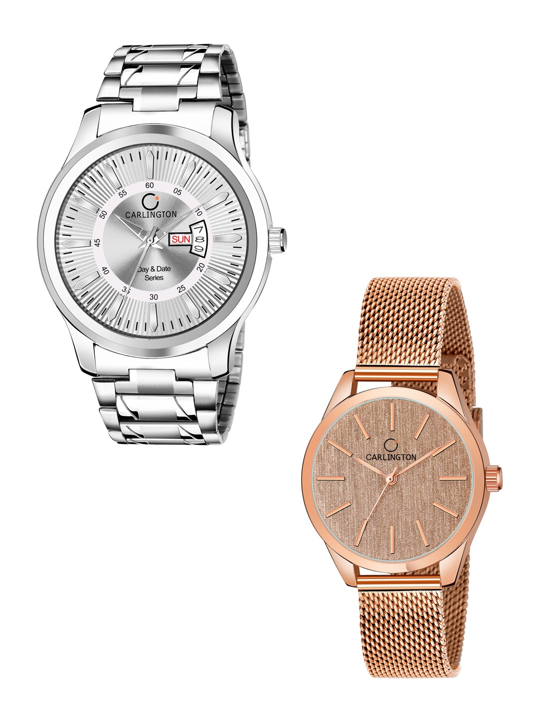 CARLINGTON Gold Set of 2 Analogue Watch Combo G01 Silver-CT2001 RoseGold-Multicolor
CARLINGTON Gold Set of 2 Analogue Watch Combo G01 Silver-CT2001 RoseGold-Multicolor