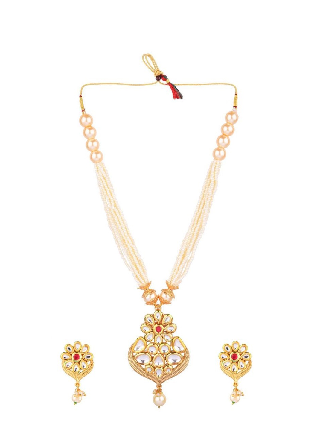 Efulgenz Gold-Toned & White Crystal Studded & Beaded Gold-Plated Jewellery Set
Efulgenz Gold-Toned & White Crystal Studded & Beaded Gold-Plated Jewellery Set