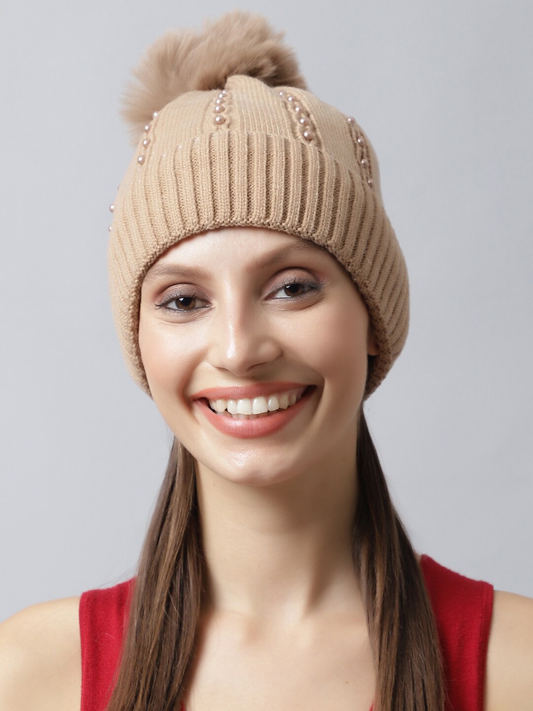LOOM LEGACY Women Beige Acrylic Beanie