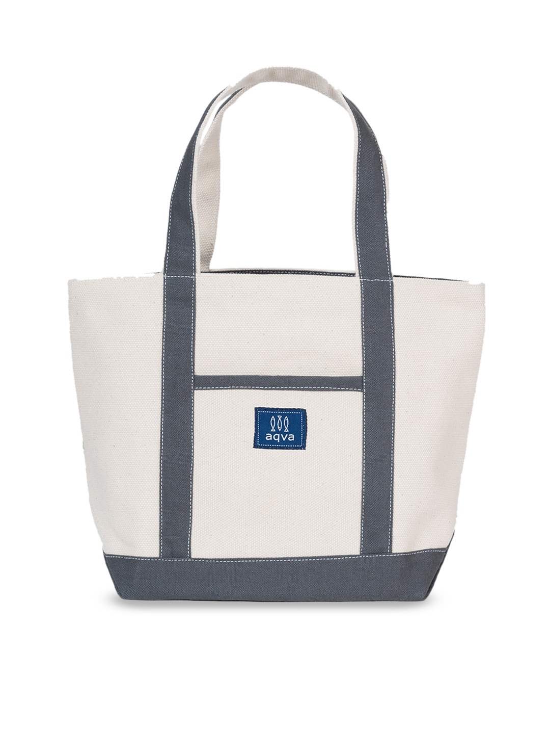 AQVA Grey Cotton Shopper Handheld Bag with Applique
