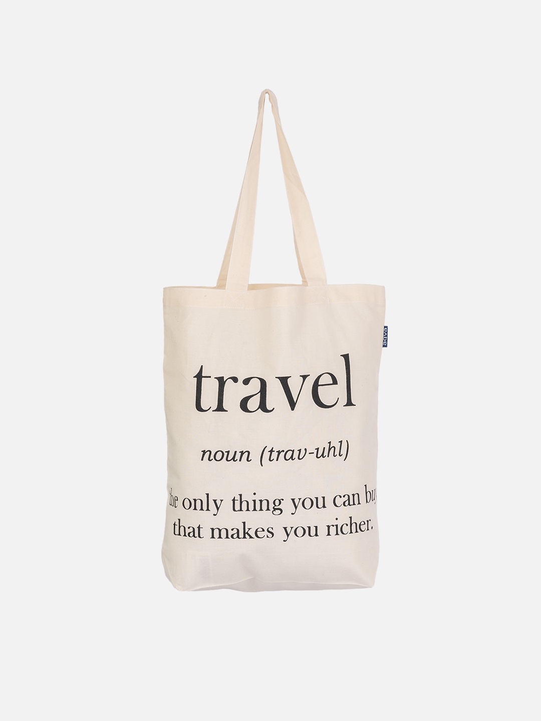 AQVA White Printed Cotton Tote Bag