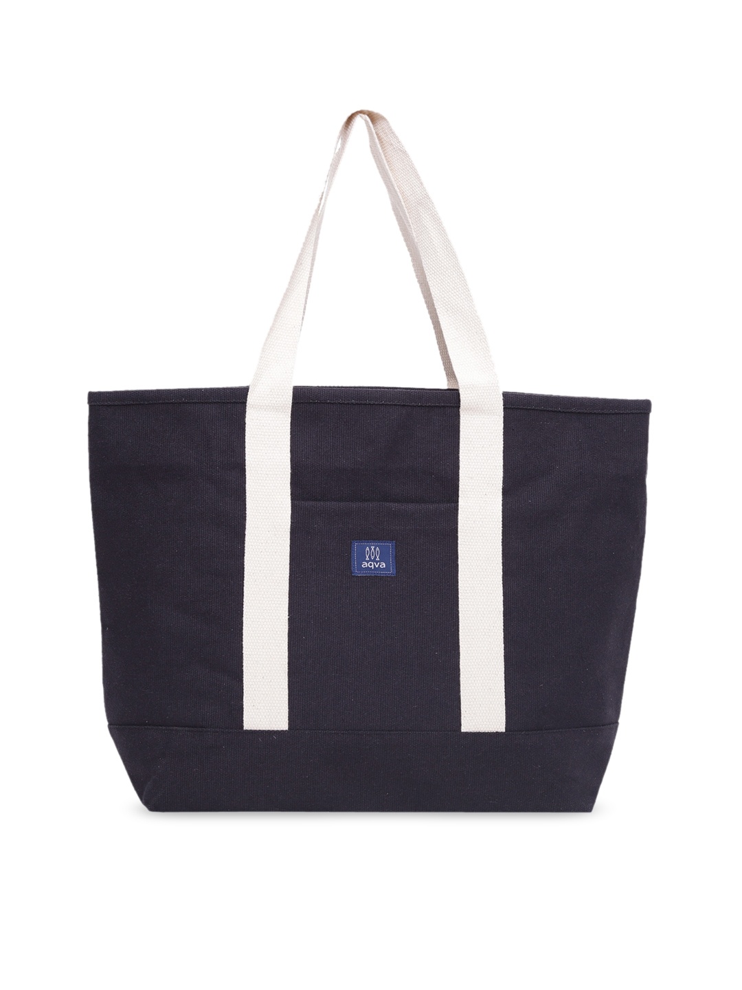 AQVA Black Cotton Canvas Shopper Tote Bag