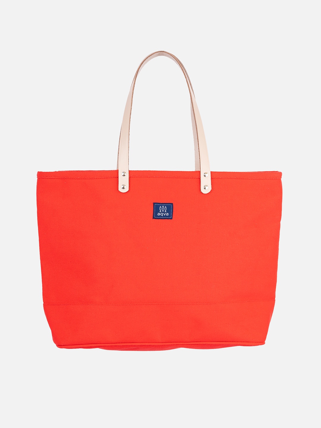 AQVA Solid Cotton Oversized Shopper Tote Bag, Red