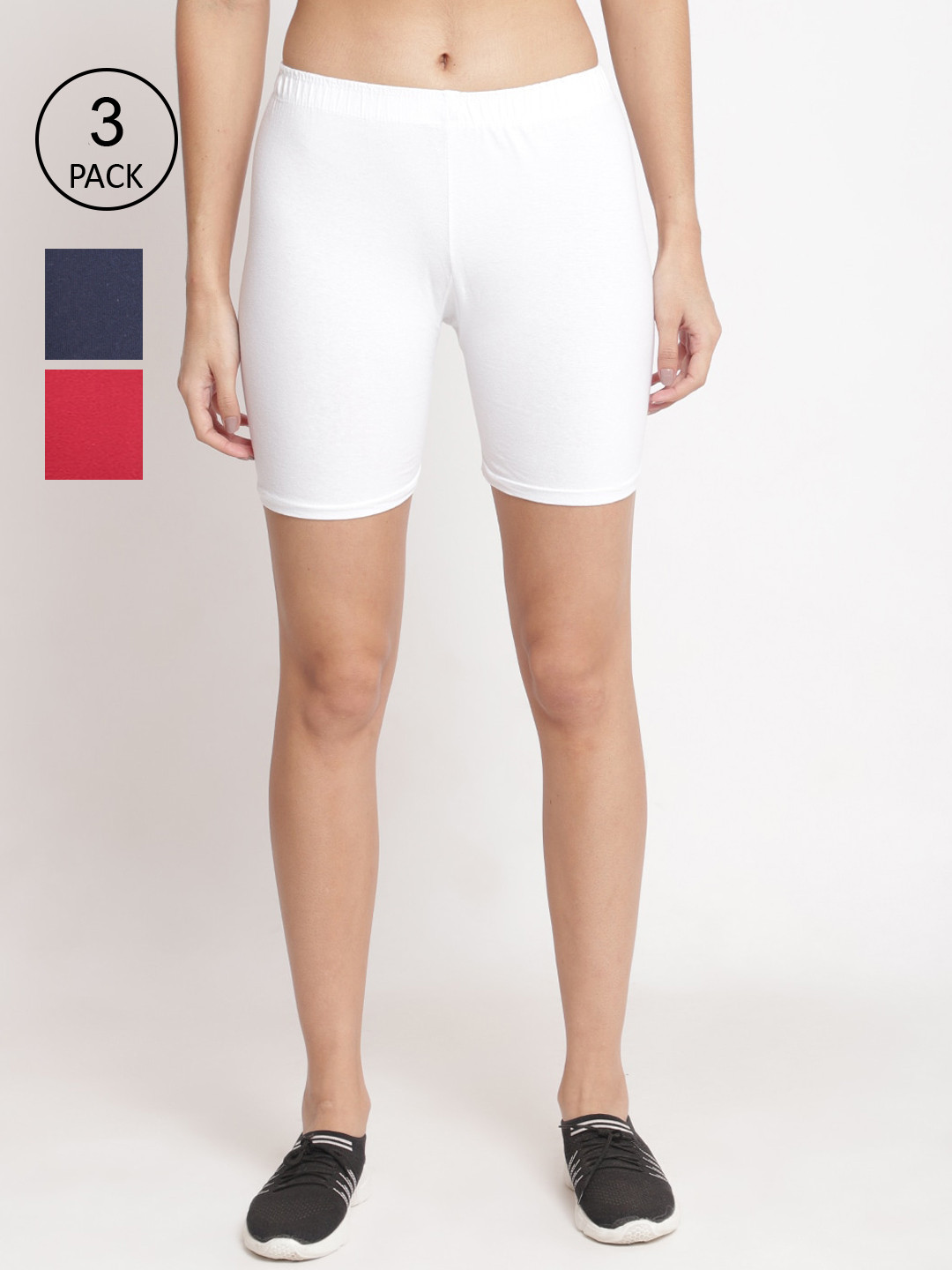 GRACIT Pack of 3 Cycling Cotton Sports Shorts, White 
GRACIT Pack of 3 Cycling Cotton Sports Shorts, White