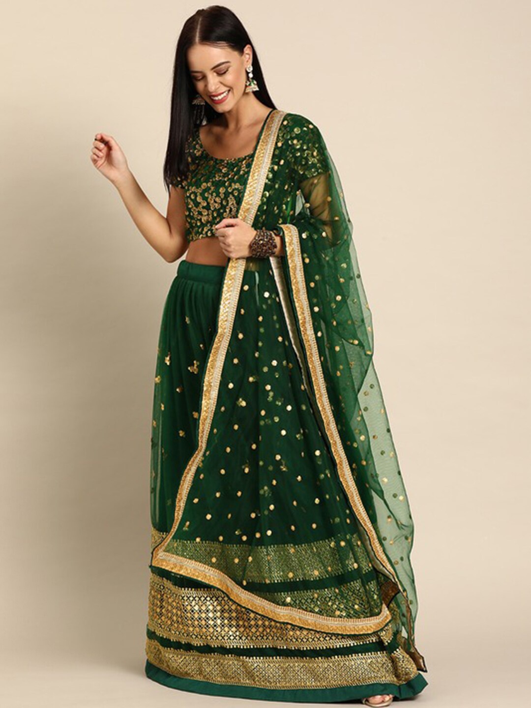 Fusionic Green & Gold-Toned Embellished Thread Work Semi-Stitched Lehenga & Unstitched Blouse With Dupatta
Fusionic Green & Gold-Toned Embellished Thread Work Semi-Stitched Lehenga & Unstitched Blouse With Dupatta
