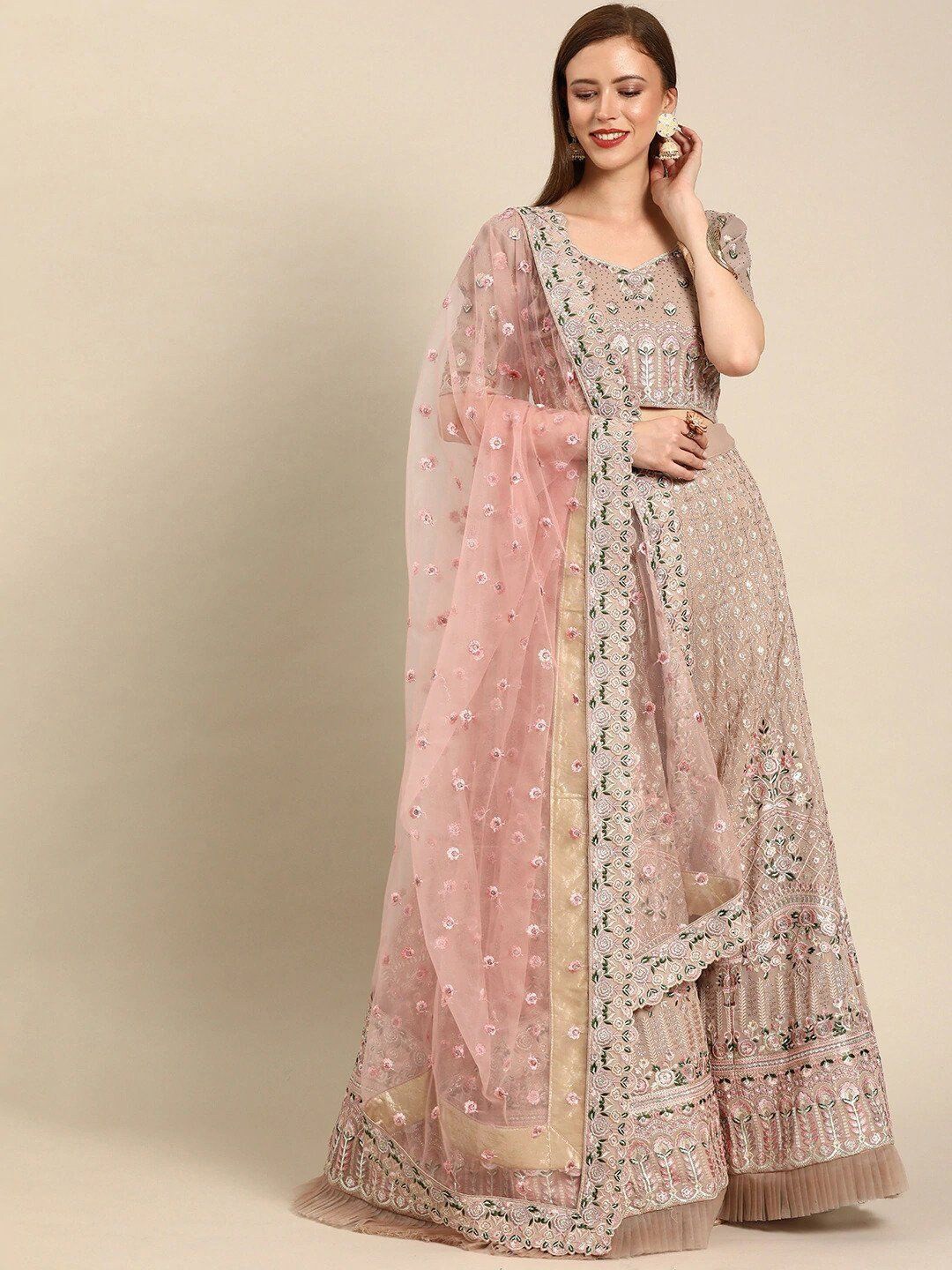 Fusionic Brown & Silver-Toned Embroidered Thread Work Semi-Stitched Lehenga & Unstitched Blouse With Dupatta
Fusionic Brown & Silver-Toned Embroidered Thread Work Semi-Stitched Lehenga & Unstitched Blouse With Dupatta