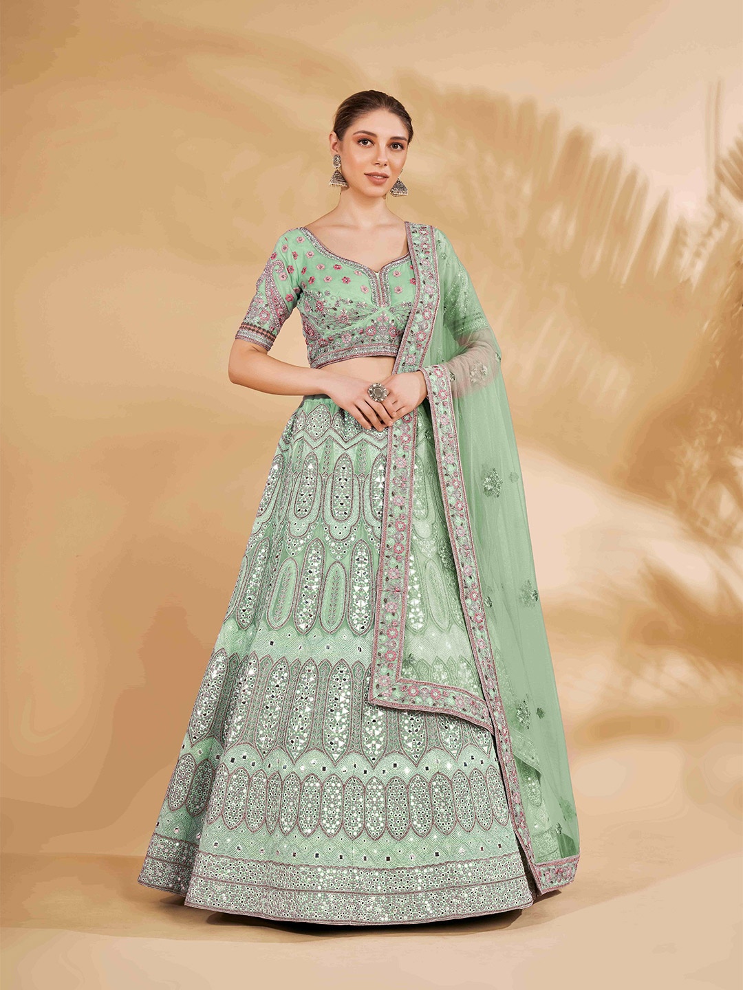 Fusionic Green & Silver-Toned Embroidered Semi-Stitched Lehenga & Unstitched Blouse With Dupatta
Fusionic Green & Silver-Toned Embroidered Semi-Stitched Lehenga & Unstitched Blouse With Dupatta