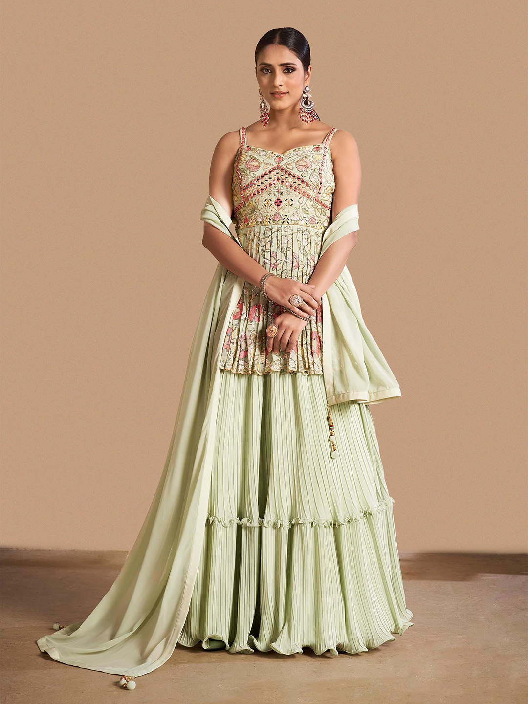 Fusionic Green & Pink Embroidered Semi-Stitched Lehenga & Unstitched Blouse With Dupatta
Fusionic Green & Pink Embroidered Semi-Stitched Lehenga & Unstitched Blouse With Dupatta