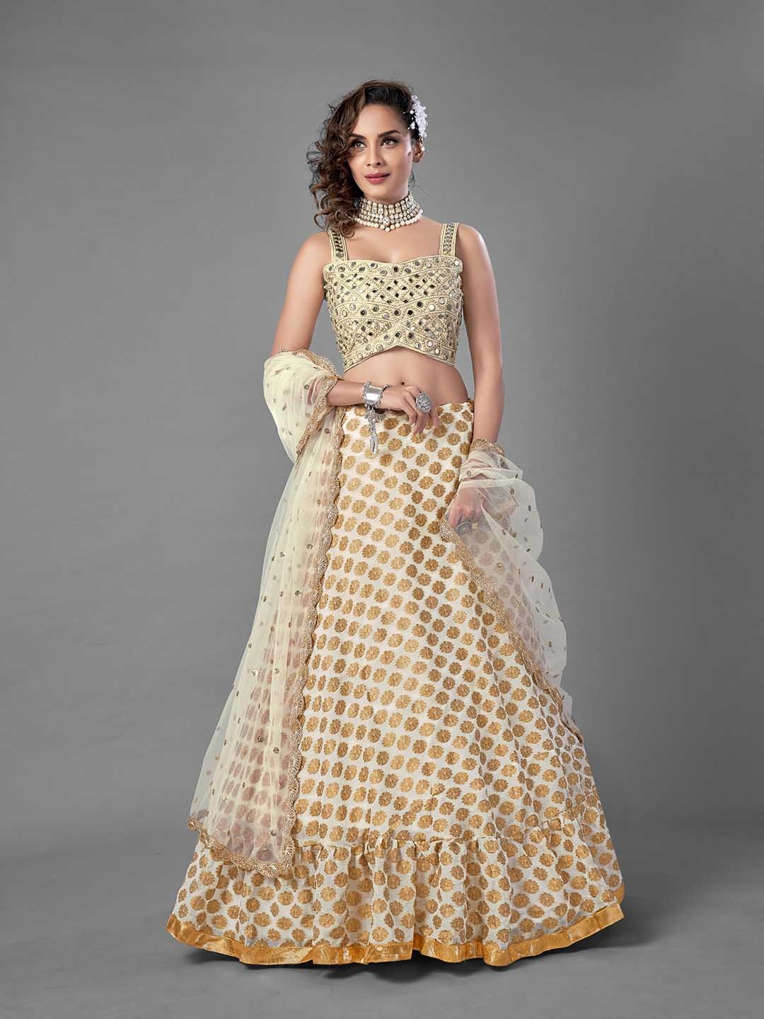 Fusionic White & Yellow Embroidered Semi-Stitched Lehenga & Unstitched Blouse With Dupatta
Fusionic White & Yellow Embroidered Semi-Stitched Lehenga & Unstitched Blouse With Dupatta
