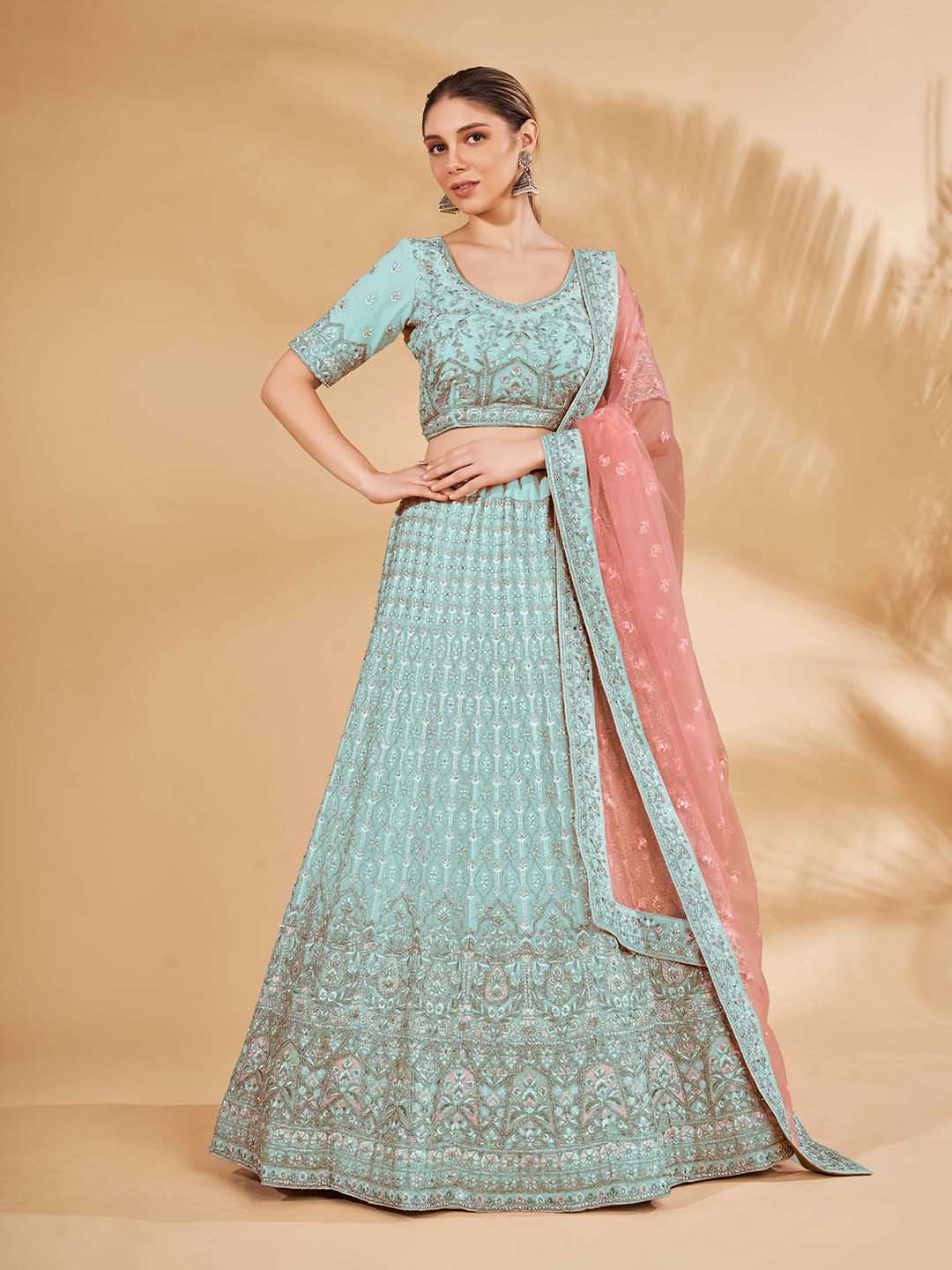 Fusionic Blue & Pink Embroidered Semi-Stitched Lehenga & Unstitched Blouse With Dupatta
Fusionic Blue & Pink Embroidered Semi-Stitched Lehenga & Unstitched Blouse With Dupatta