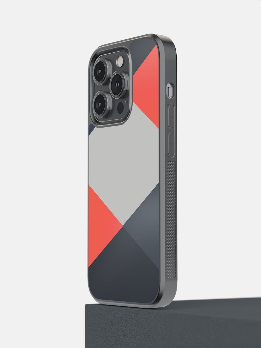 macmerise Grey & Coral-Toned Criss Cross Coral Printed iPhone 14 Pro Bumper Case