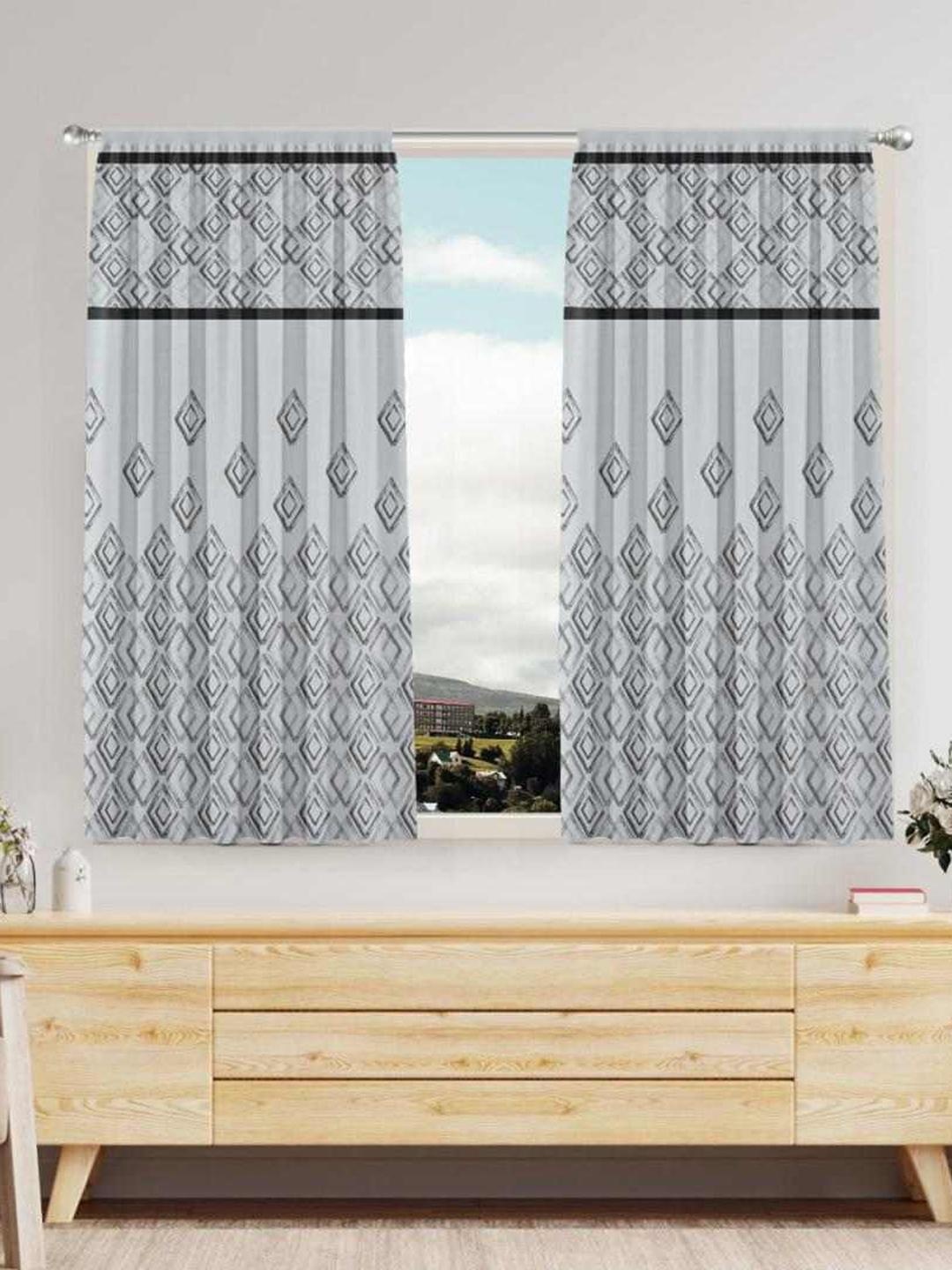 Athome by Nilkamal Grace Jacquard Set Of 2 Geometric Black Out Window Curtain, Grey
Athome by Nilkamal Grace Jacquard Set Of 2 Geometric Black Out Window Curtain, Grey
