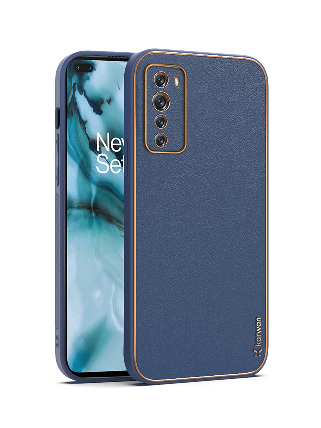 Karwan Blue Leather OnePlus Nord Back Case