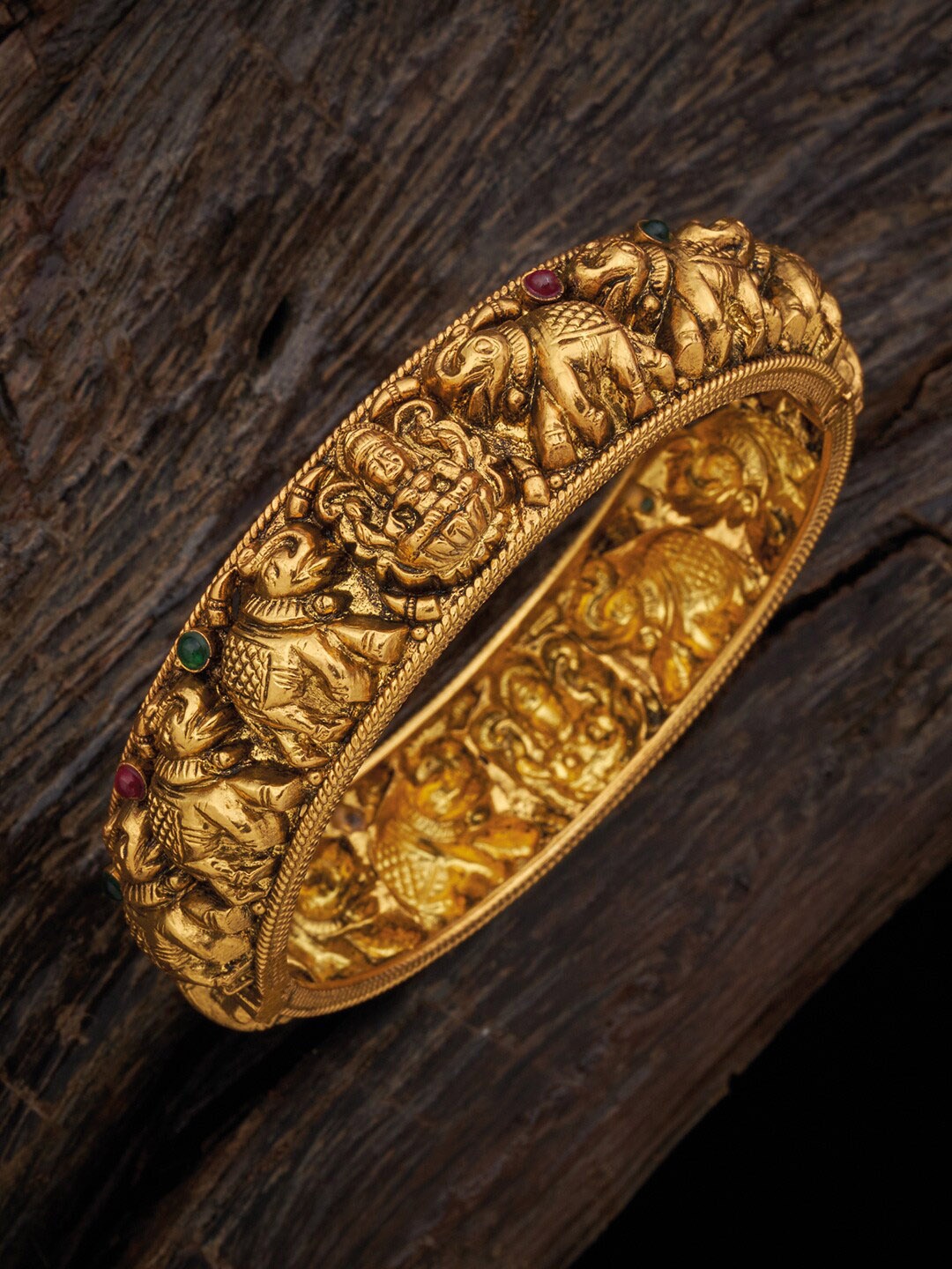Kushals Fashion Jewellery Set Of 2 Gold-Plated Oxidised Stone-Studded Temple Bangles
Kushals Fashion Jewellery Set Of 2 Gold-Plated Oxidised Stone-Studded Temple Bangles