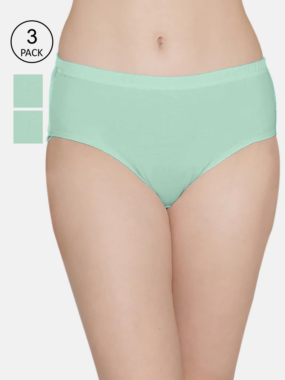 Kalyani Women Pack Of 3 Sea Green Hipster Briefs